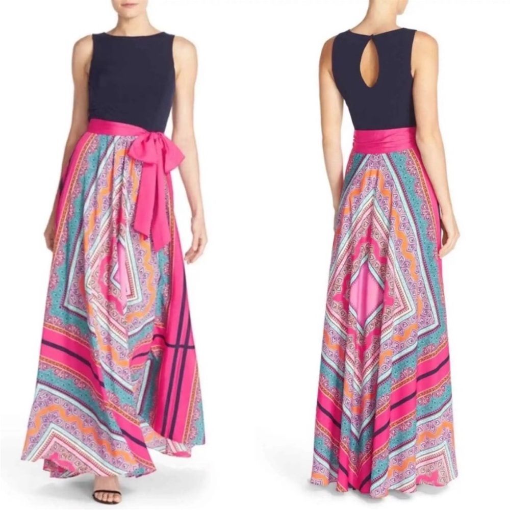 Eliza J Scarf Print Maxi Dress